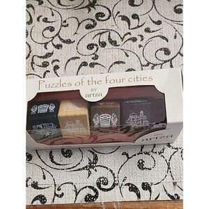 Puzzles of the Four Cities Wooden Cube Set - Black, Tan, Brown